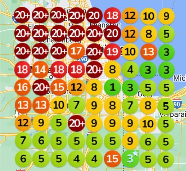 Cash For Junk Cars Near Me local SEO geo-grid before optimization showing weak local rankings